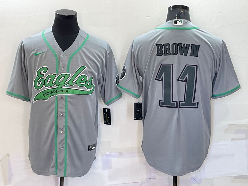 Men Philadelphia Eagles #11 Brown Grey 2022 Nike Co branded NFL Jerseys